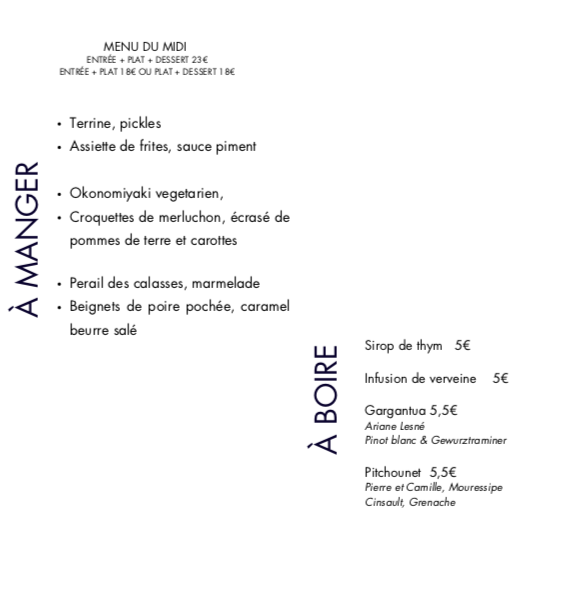 Menu du midi du jeudi 3 avril