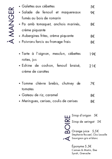 Carte du midi du mardi 22 juillet