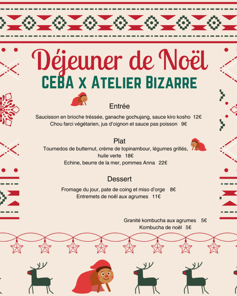 Menu de Noël 21 Décembre - Avec Atelier Bizarre